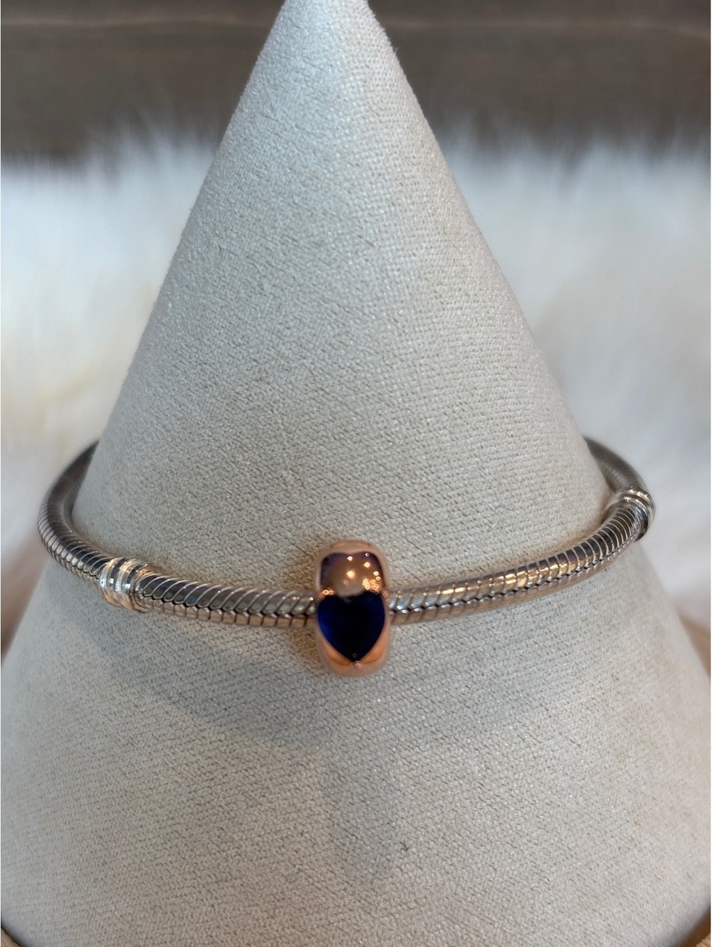 Pandora Rose Gold & Blue Heart Clip Charm